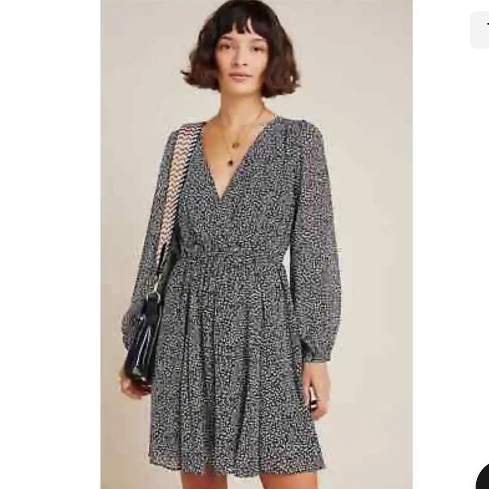 NWOT Anthropologie Maeve Carolyn Faux Wrap Mini Dress Size M Z467-30